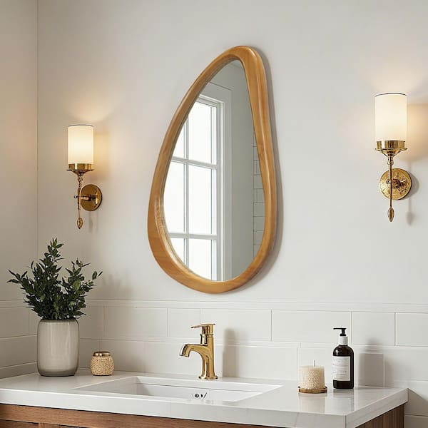 Natural Wood Framed 20 in. W x 30 in. H Bathroom Vanity Mirror