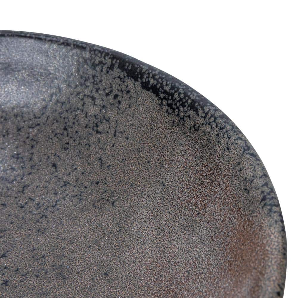 Black Ceramic Footed Serving Bowl with Handles