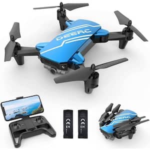 Mini Drone with 720P HD FPV Camera Remote Control, Headless Mode, Speed Adjustment, 3D Flips and 2-Batteries, Blue