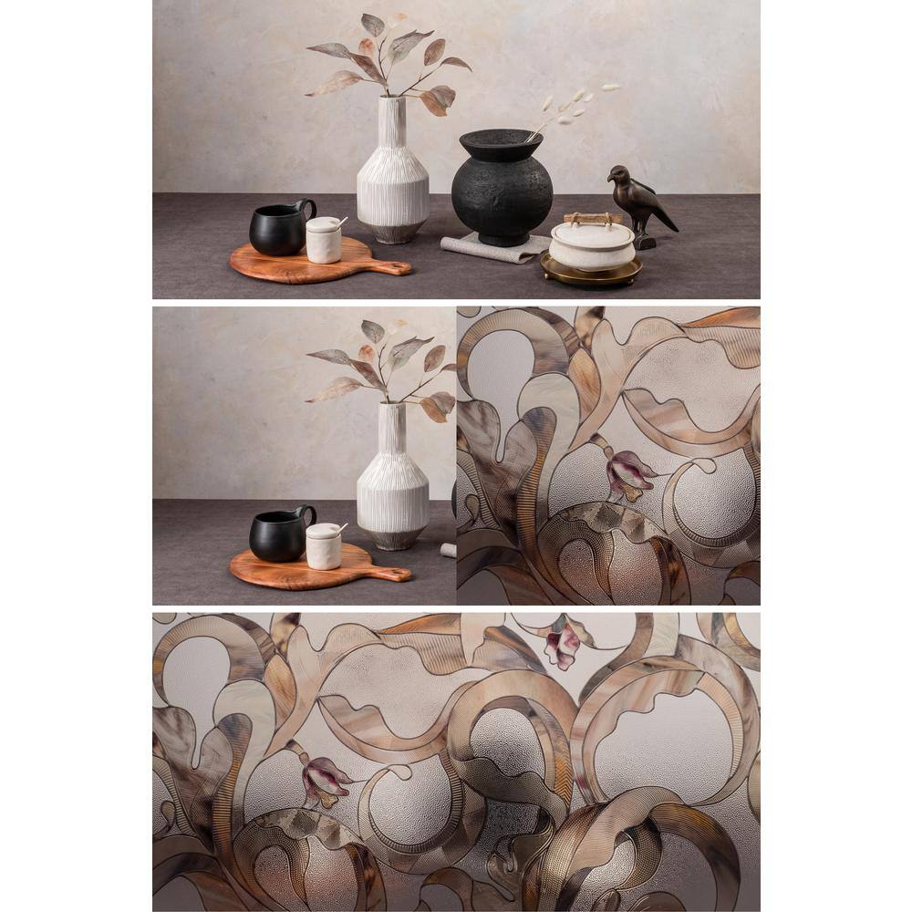 Flourish 24" x 36" Beige and Gray Decorative Window Film