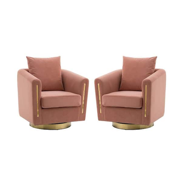 ARTFUL LIVING DESIGN Amanda Pink 31.9 in. Wide Swivel Chair With Special Arms Set of 2