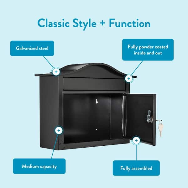 Architectural Mailboxes Saratoga Black, Medium, Steel, Locking
