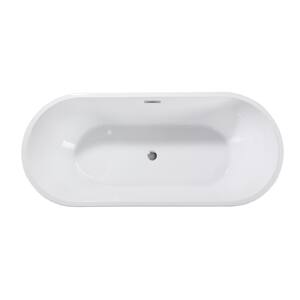 Mayotte 67 in. x 31.5 in. Acrylic Flatbottom Freestanding Soaking Bathtub in White