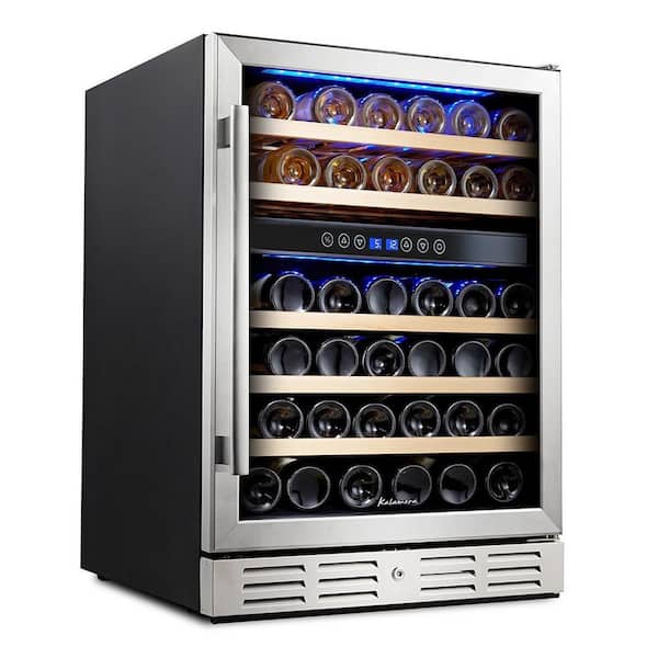 Kalamera 24 In Built In 46 Bottle Dual Zone Wine Refrigerator With Temperature Memory Function Krc 46dzb The Home Depot