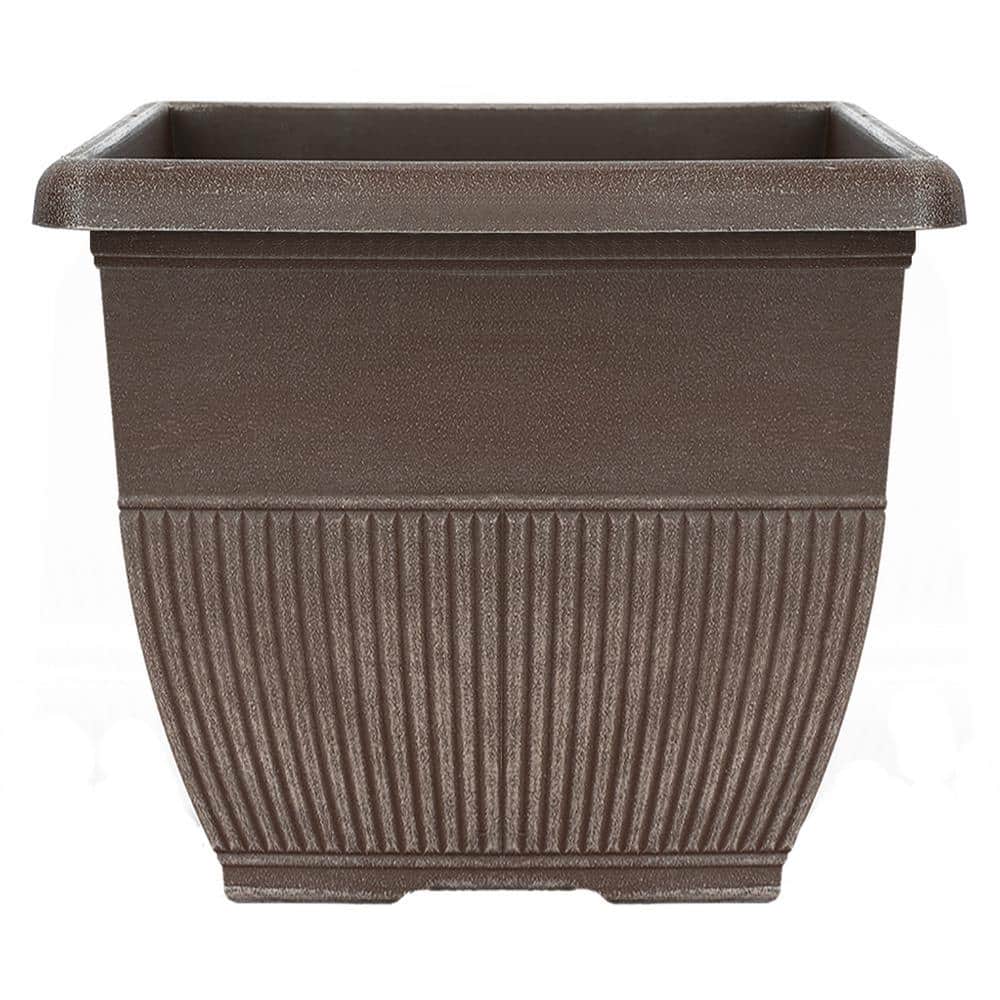 PRIVATE BRAND UNBRANDED 12 in. Rene Bark Brush Plastic Square Planter