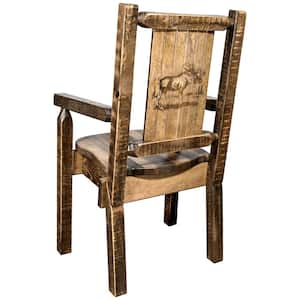 Homestead Collection Early American Laser Engraved Moose Motif Captains Chair