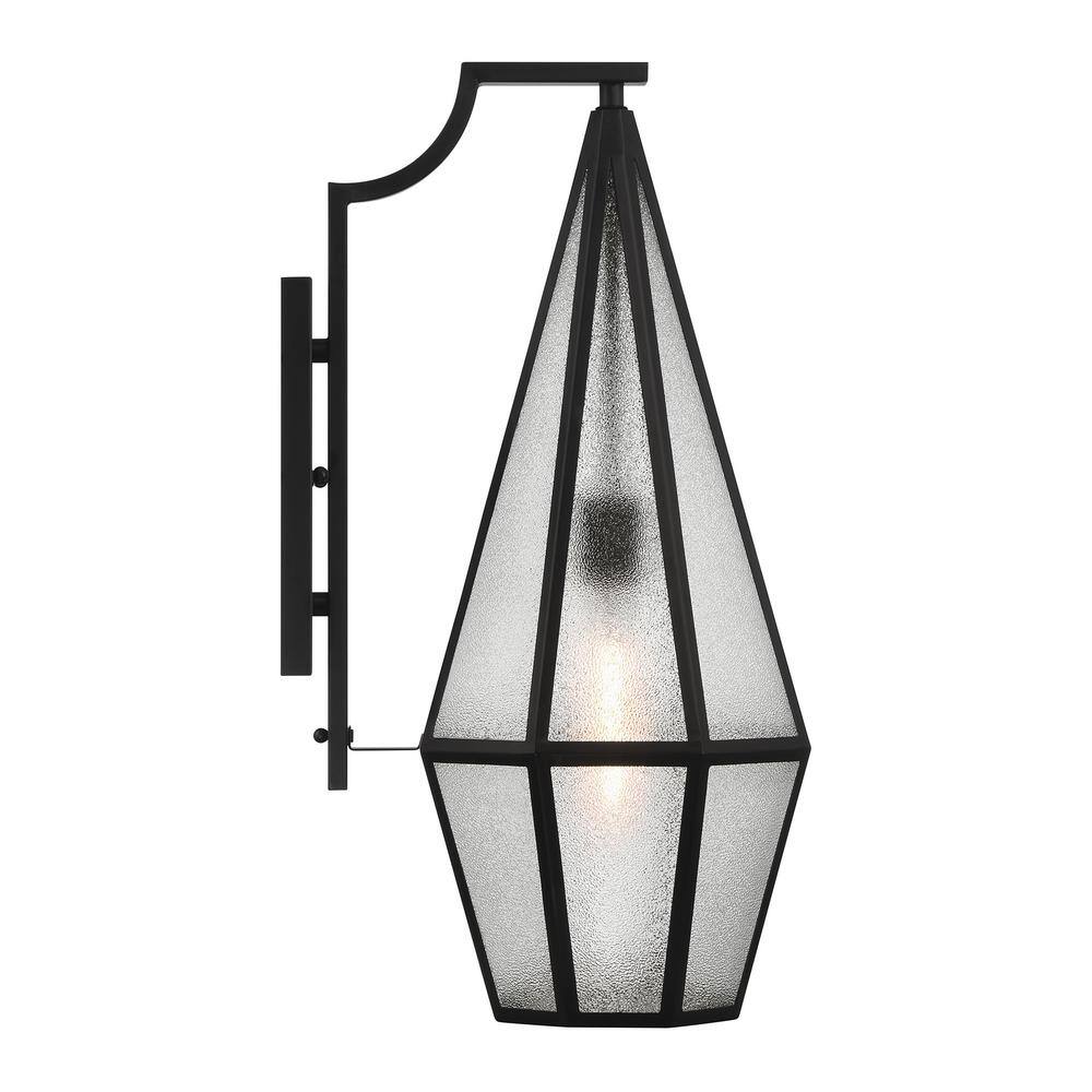 Matte Black Art Glass Outdoor Wall Lantern