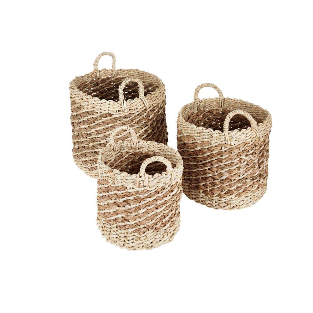 Coastal Charm Assorted Size Nesting Wicker Basket Trio