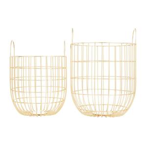 Gold Metal Contemporary Storage Baskets (Set of 2)