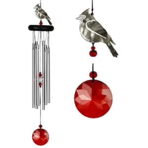 Signature Collection, Crystal Cardinal Chime, 18 in. Silver Wind Chime WFCRD
