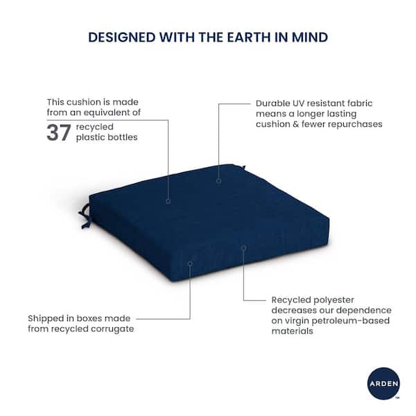 ARDEN 21 in. x 21 in. Lake Blue Leala Square Outdoor Seat Cushion