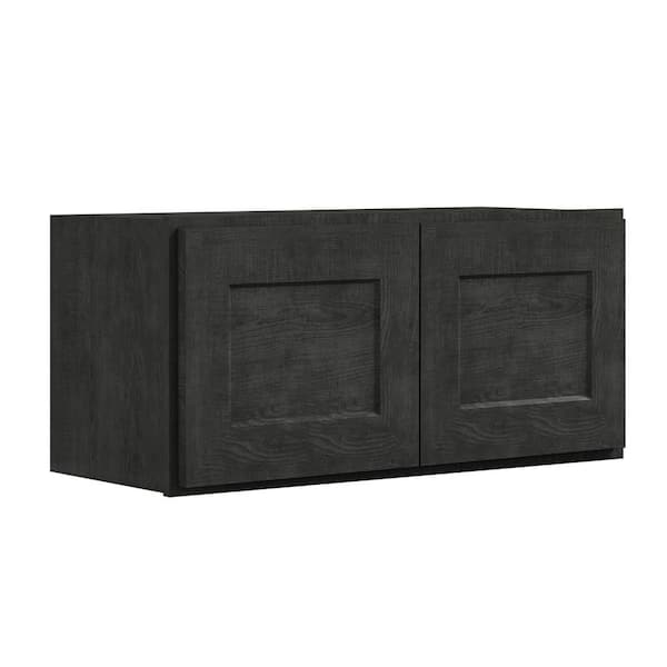 Hausvita 30 in. W x 12 in. D x 18 in. H Shaker Charcoal Plywood Ready to Assemble Kitchen Wall Cabinet with Doors and Shelves