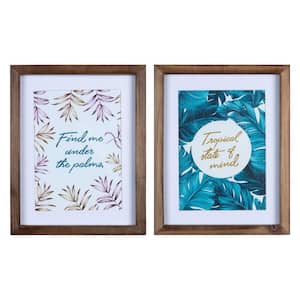 Tropical 8 in. x 10 in. Printed Palms Framed Wall Art (Set of 2)