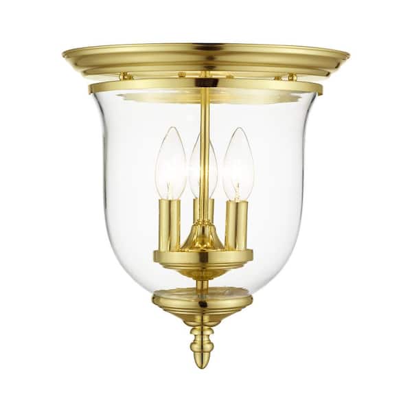 AVIANCE LIGHTING Cornwell 3 Light Polished Brass Flush Mount