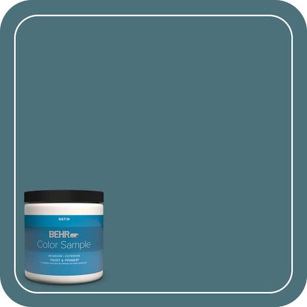 BEHR PREMIUM PLUS 8 oz. #S450-6A River Rapids Satin Enamel Interior/Exterior Paint and Primer Color Sample