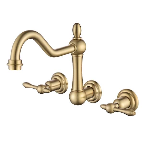 Vintage Double Handle Claw Foot Tub Faucet with Corrosion Resistant in Brushed Gold