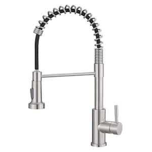 Single Handle Pull Down Sprayer Kitchen Faucet Pull Out Sprayer Spring Kitchen Faucet in Brushed Nickel