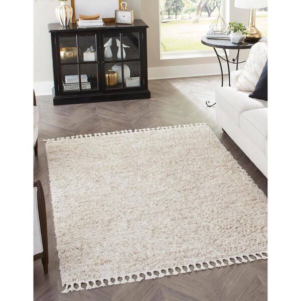 Hygge Shag Misty Ivory 5 ft. x 8 ft. Area Rug