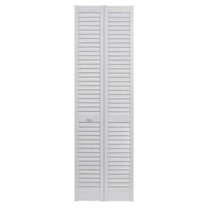 36 in. x 80 in. Seabrooke Louver/Louver White Hollow Core PVC Vinyl Interior Bi-Fold Door