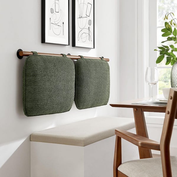 MODWAY Anela Chenille Upholstered Wall-Mounted Headboard Queen Size in Sage Walnut Brown