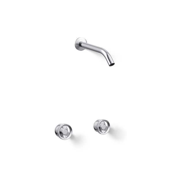 Components Wall-Mount Bathroom Sink Faucet Spout in Polished Chrome with 2-Handle WM LAV Handle Trim