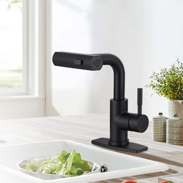 11.3 in. Single Handle Pull Down Sprayer Kitchen Faucet with Advanced Spray and 360° Spout Swivel in Matte Black