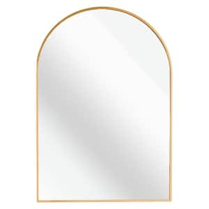 Thi 24 in. W x 32 in. H Modern Arched Aluminum Framed Living Room Wall Mirror Bathroom Vanity Hanging Mirror in Gold