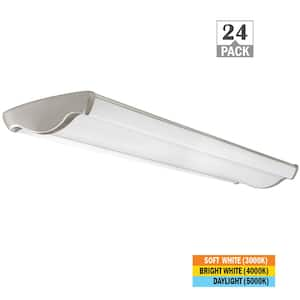 4 ft. 64-Watt Equivalent Vintage Industrial Brushed Nickel LED Shop Light 3600 Lumens 3000K 4000K 5000K (24-Pack)