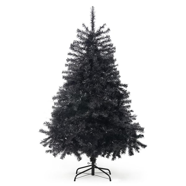 4.5 ft. Black Unlit Pre-Hinged Spruce Artificial Christmas Tree with 398-Branch Tips and Foldable Stand