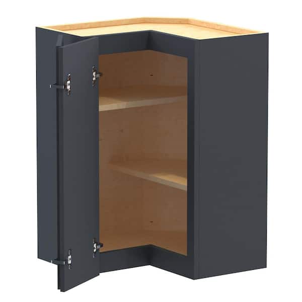 Home Decorators Collection Grayson 21 in. W x 12 in. D x 30 in. H Assembled Plywood Corner Wall Kitchen Cabinet in Deep Onyx with Shelves