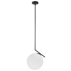 Orion 1-Light Matte Black Pendant with Glass Shade