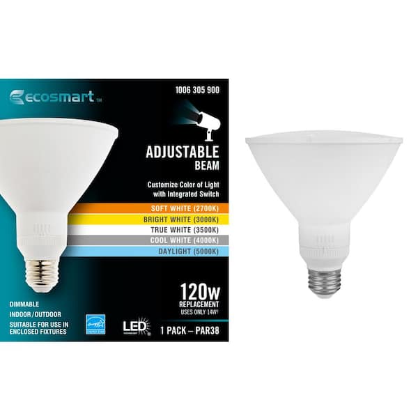 EcoSmart 120-Watt Equivalent PAR38 Dimmable CEC Flood LED Light Bulb with Selectable Color Temperature (1-pack)
