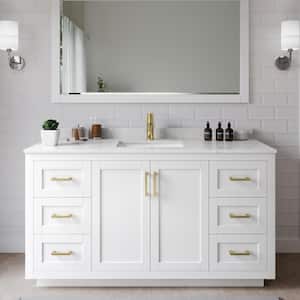 Miranda 60 in. W Single Bath Vanity in White with Cultured Marble Vanity Top in Light-Vein Carrara with White Basin