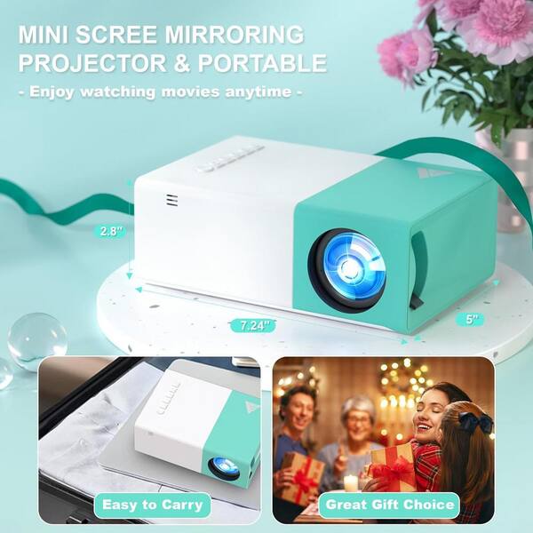 EKIEUDL - 1920 x 1080 Full HD Wireless Portable Projector w/ 2800 Lumen Built-in Wifi and Speaker, Cabinet Type for Indoor/Outdoor