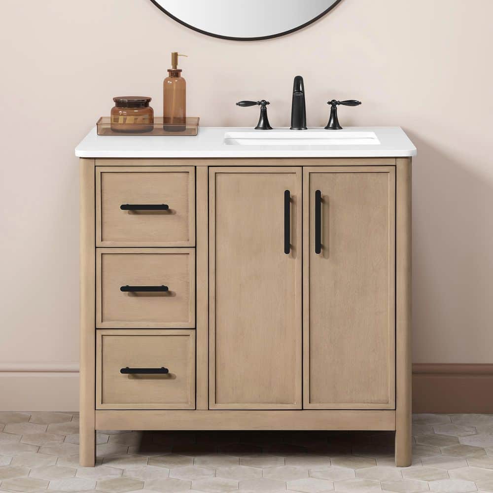 OVE Decors Solas 36 in. Single Sink Freestanding Sahara Birch Bath