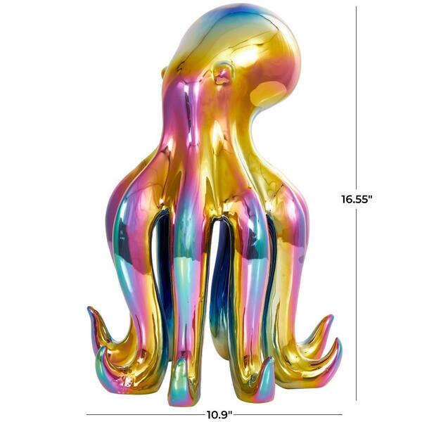 Litton Lane Multi Colored Ceramic Tall Standing Octopus Sculpture