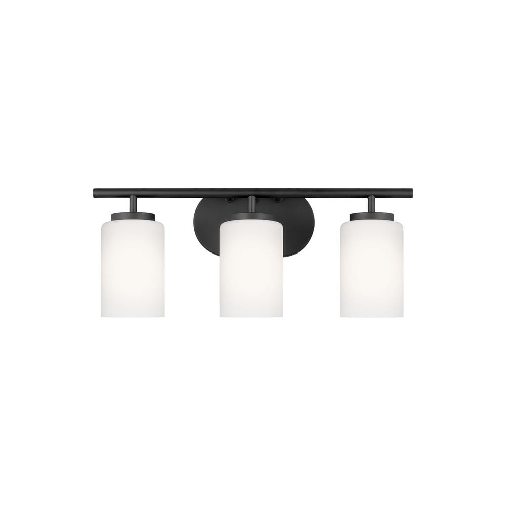 Oslo 20 in. 3-Light Midnight Black Transitional Contemporary Bathroom Vanity Light with Cased Opal Etched Glass Shades price history on PriceWatchPro