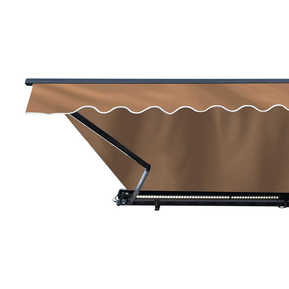 20' x 10' Sand Motorized Patio Awning with LED Lights