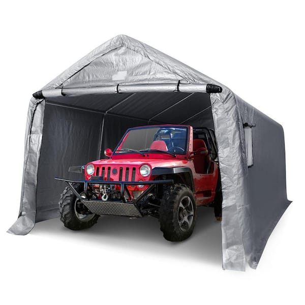 10 x 15 x 8 ft. Silver Heavy duty instant garage tent caravan shed roll-up zipper doors and ventilation Windows. Carport