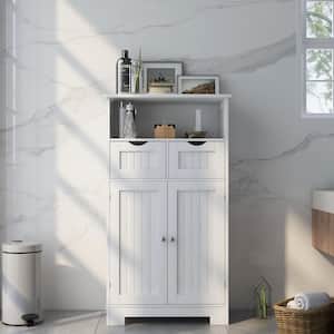 23.62 in. W x 11.42 in. D x 42.72 in. H White MDF Freestanding Linen Cabinet with Adjustable Shelf