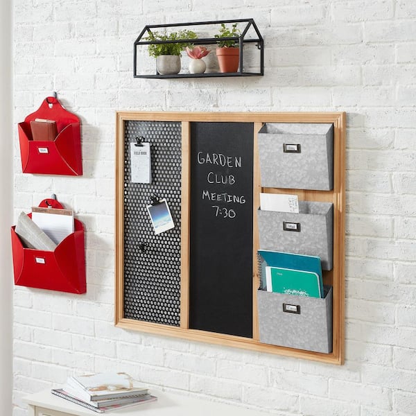 StyleWell 7 in. H x 17 in. W x 5 in. D Black Metal Wall-Mount Bookshelf