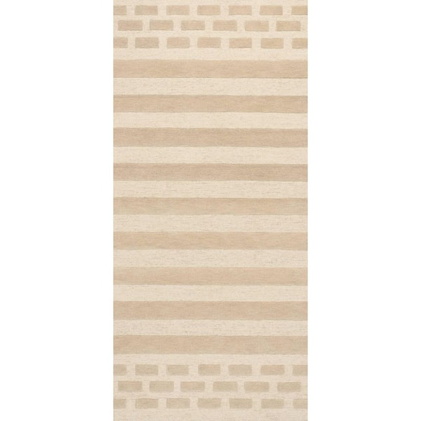 3 ft. x 8 ft. Ivory Carmeon Hamilton x Rugs Hazel Bohemian Striped Wool Indoor Runner Rug