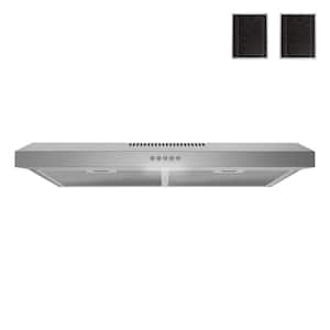 30 in. 80 CFM Anapo Ductless Under Cabinet Range Hood in Brushed Steel, Mesh Filters, Push Button Control, LED Light