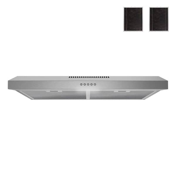 30 in. 80 CFM Anapo Ductless Under Cabinet Range Hood in Brushed Steel, Mesh Filters, Push Button Control, LED Light