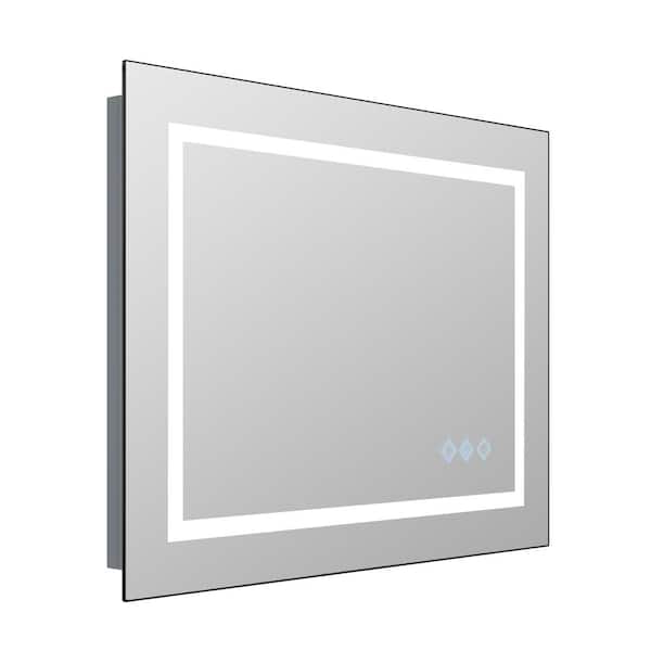 Unbranded 48 in. W x 36 in. H Rectangular Frameless LED Wall Mount Anti-Fog Modern Decorative Bathroom Vanity Mirror