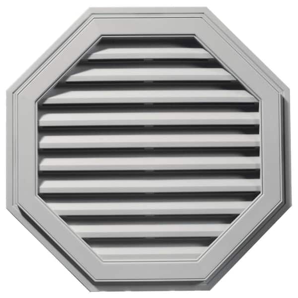 Builders Edge 32 in. x 32 in. Octagon Gray Plastic Weather Resistant Gable Louver Vent