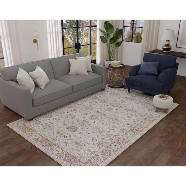 Adela Ivory/Red 9 ft. x 12 ft. Bohemian Moroccan Area Rug