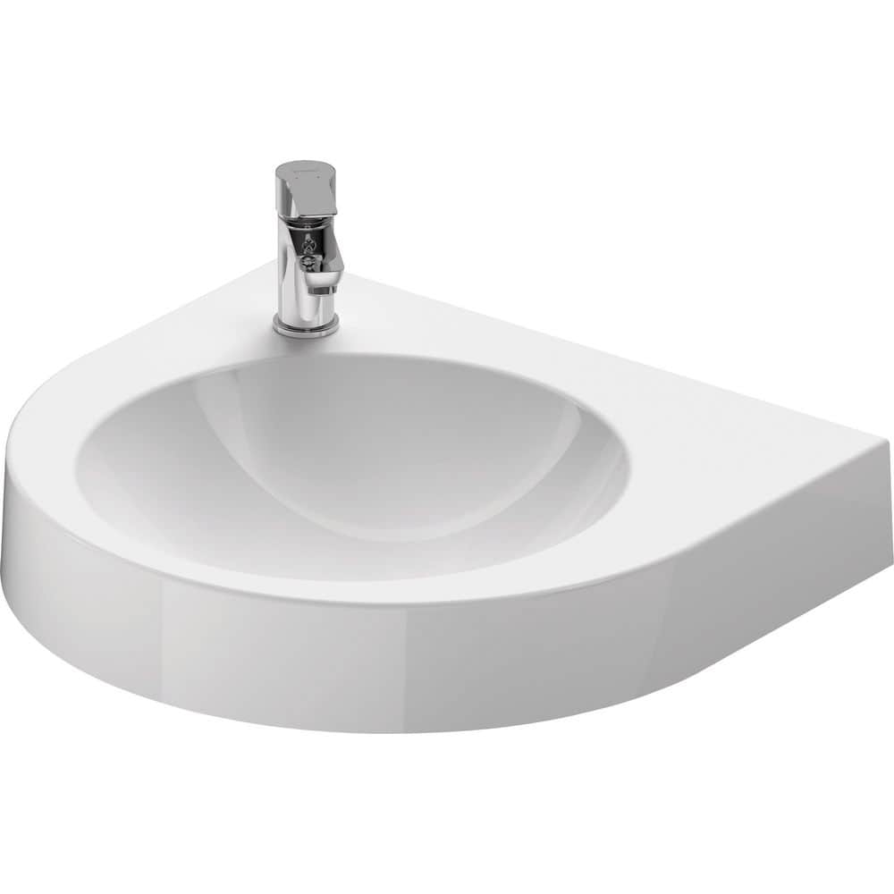 Architec White Ceramic Round Wall Mount Bathroom Sink