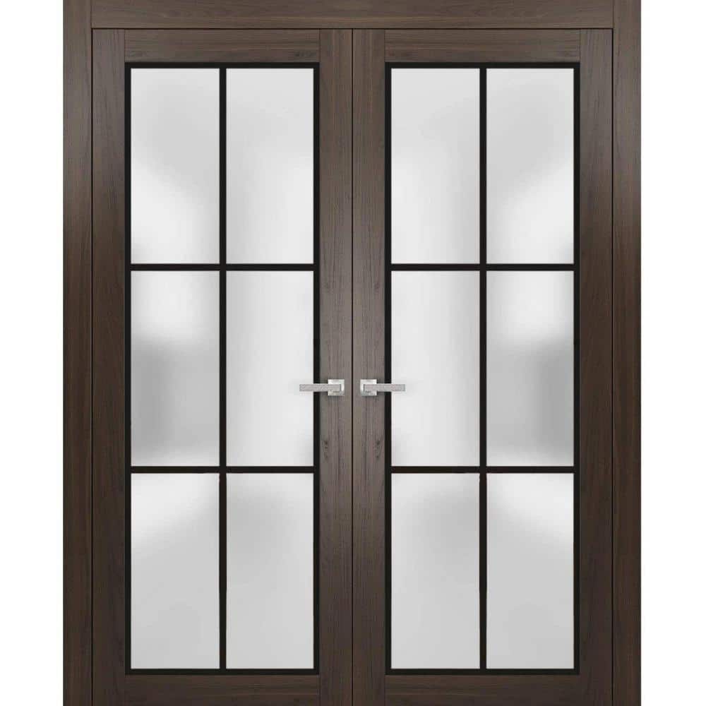 84 in. x 80 in. 2 Panel Chocolate Ash Finished Solid Wood Sliding Door with Hardware price history on PriceWatchPro