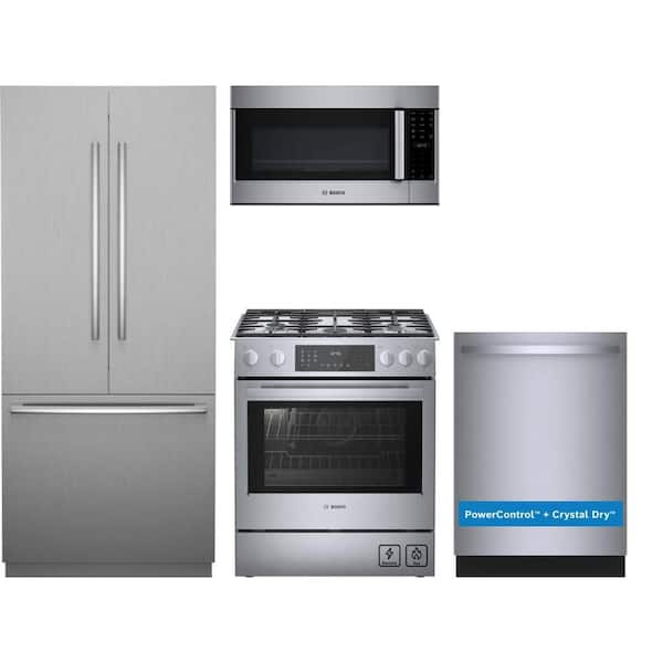 Benchmark Series 19.4 cu. ft. French Door Refrigerator with 5-Burner Gas Slide-In Range and Quietest 39 dBA Dishwasher